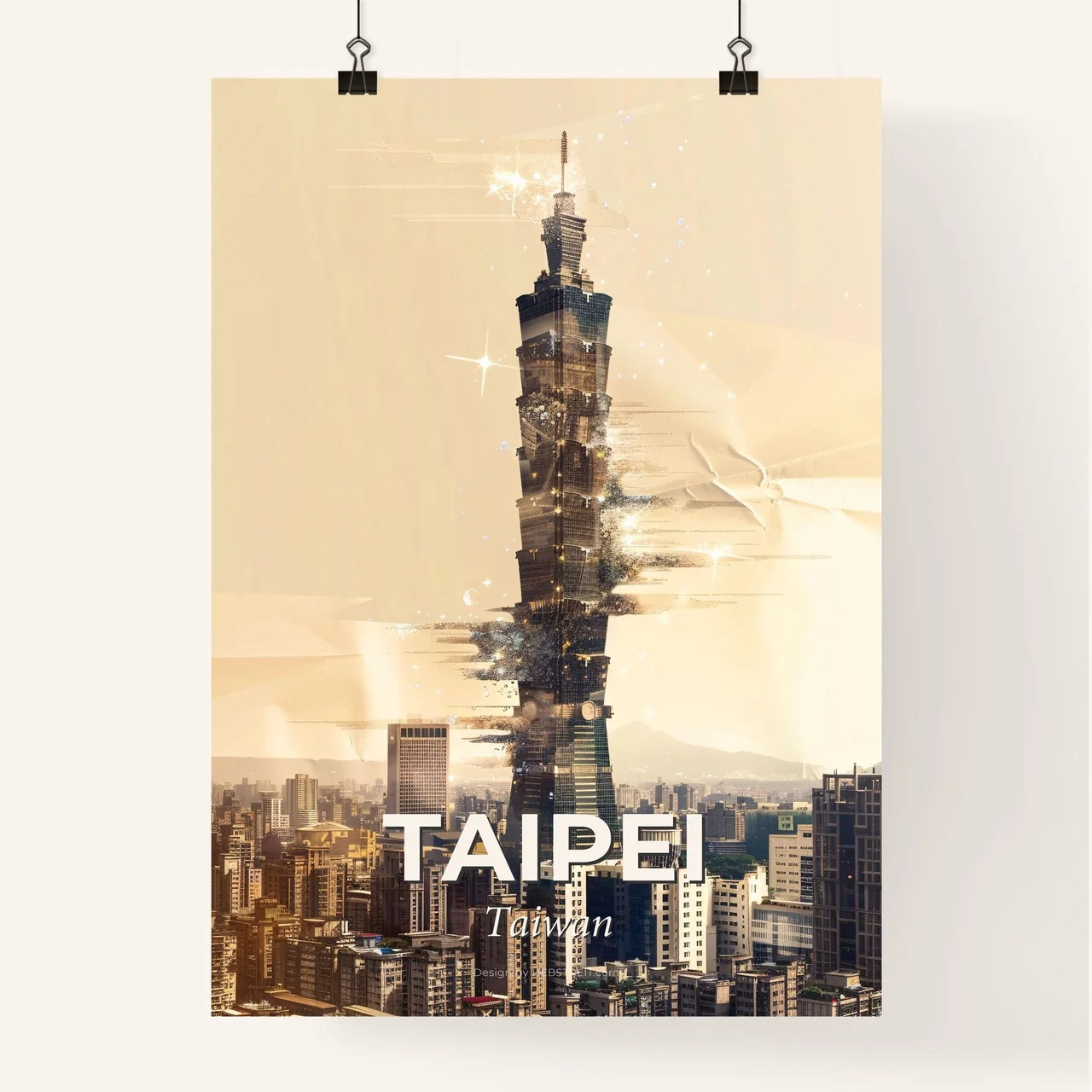 Taipei Cityscape Art Deco Skyline Poster Poster