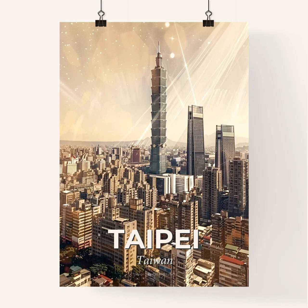 Taipei Skyline: Tranquil View of Local Architecture Poster