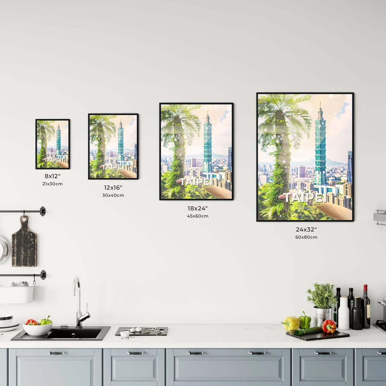 Taipei Skyline Double Exposure Art Print Office Art