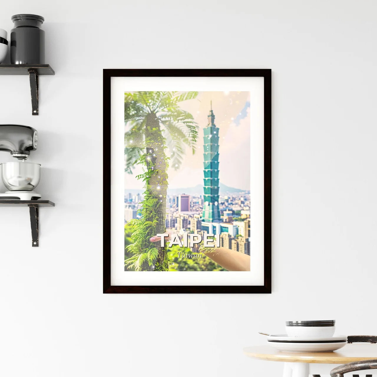 Taipei Skyline Double Exposure Art Print Framed Print
