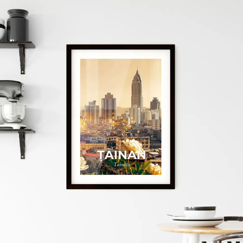 Tainan Skyline Double Exposure Composite Art Framed Print
