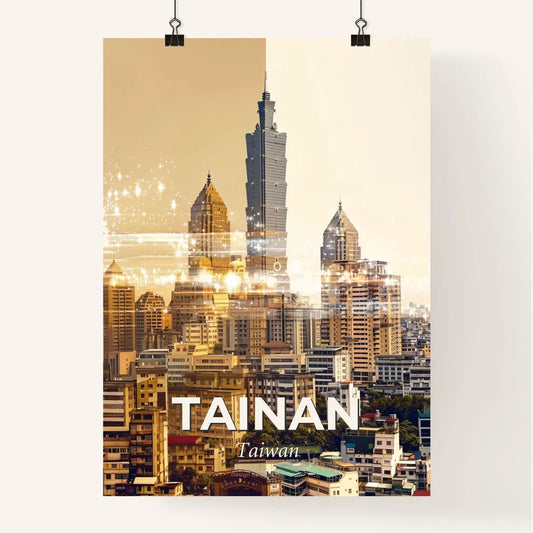 Tainan City Skyline Double Exposure Poster Art Poster