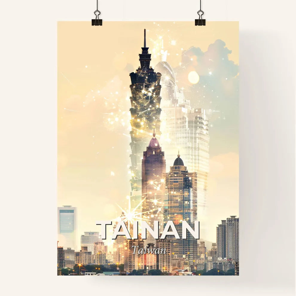 Tainan Skyline Double Exposure Poster Art Poster