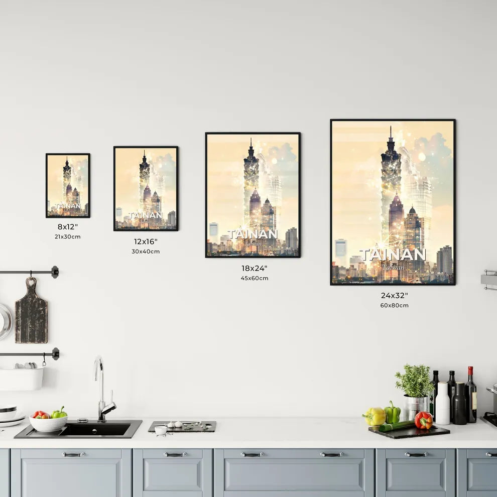 Tainan Skyline Double Exposure Poster Art Office Art
