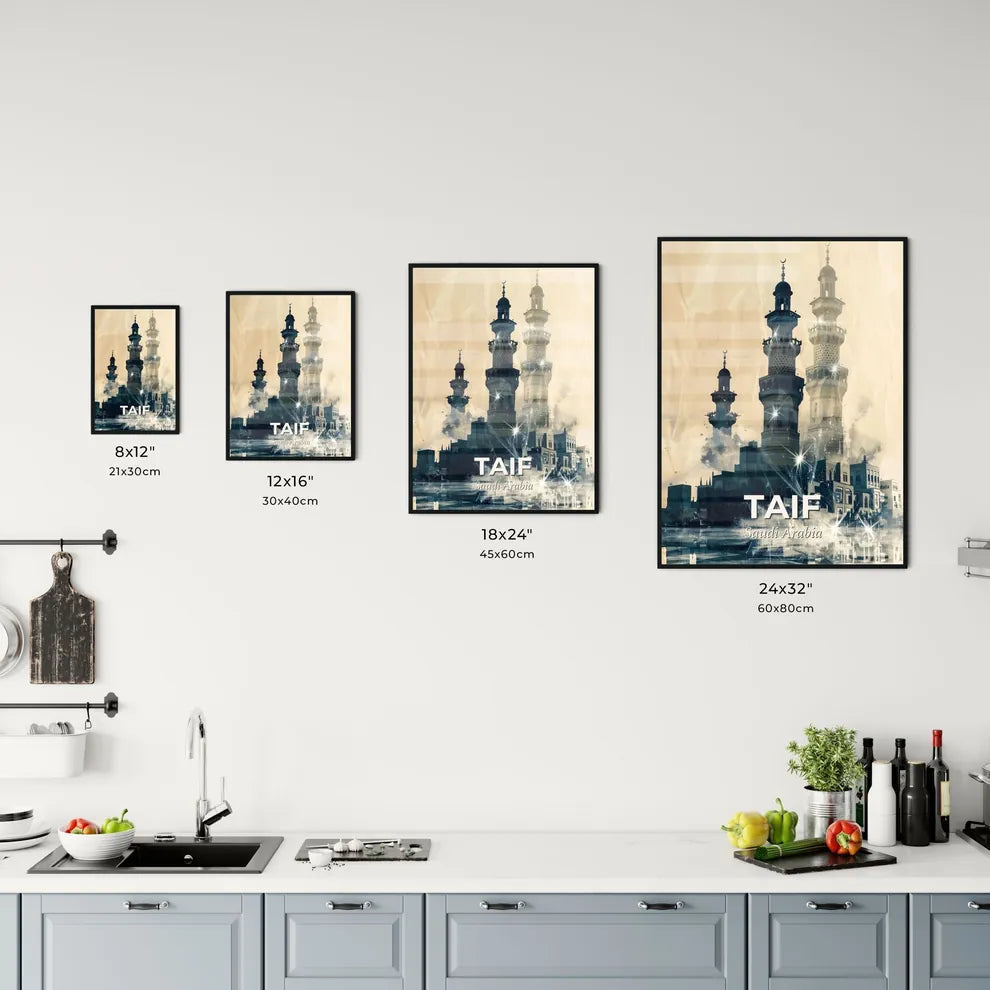 Taif City Skyline Double Exposure Artwork Office Art