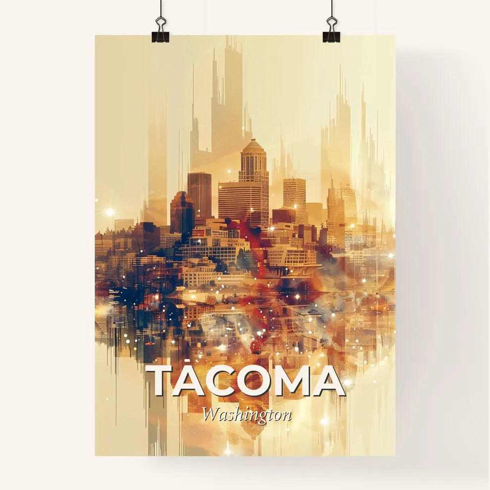 Tacoma Cityscape Skyline Composite Art Poster