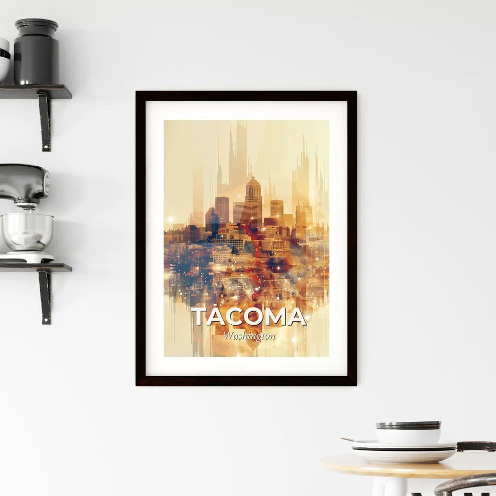 Tacoma Cityscape Skyline Composite Art Framed Print