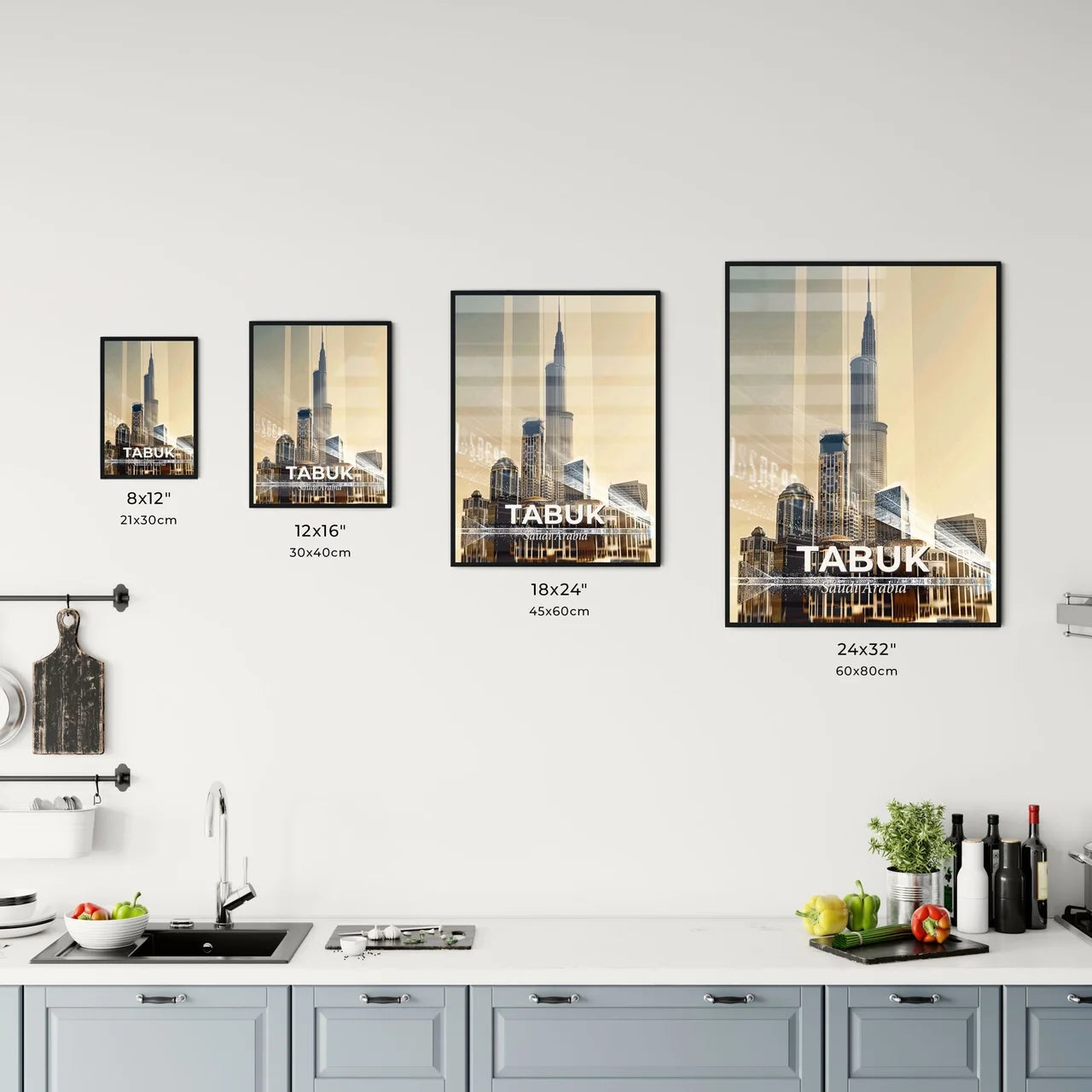 Tabuk Skyline Double Exposure Art Poster Office Art