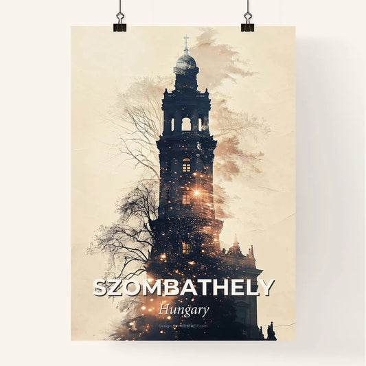 Szombathely Silhouette Skyline Composite Glow Print Poster Poster