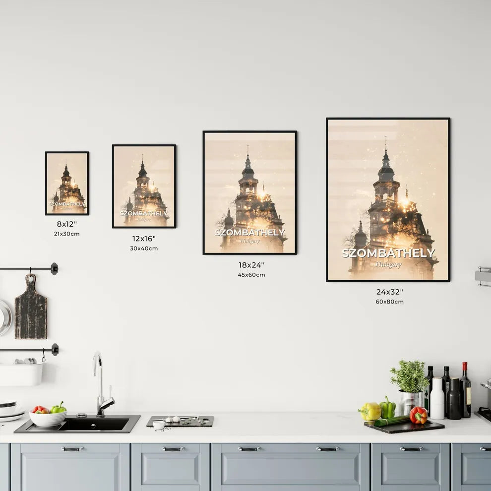 Szombathely Skyline Bright Beige Poster Design Office Art