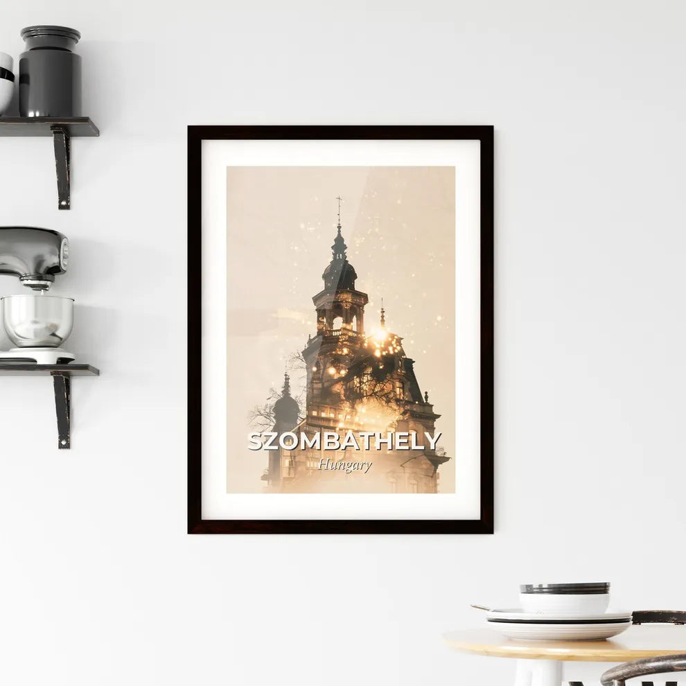 Szombathely Skyline Bright Beige Poster Design Framed Print