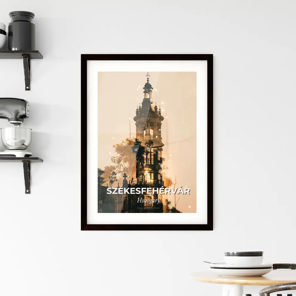 Szekesfehervar Skyline: Double Exposure City Art Framed Print