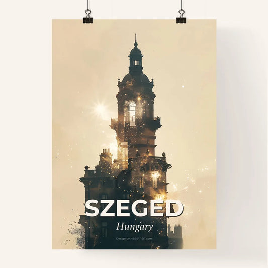 Szeged Skyline Double Exposure Composite Poster Art Poster