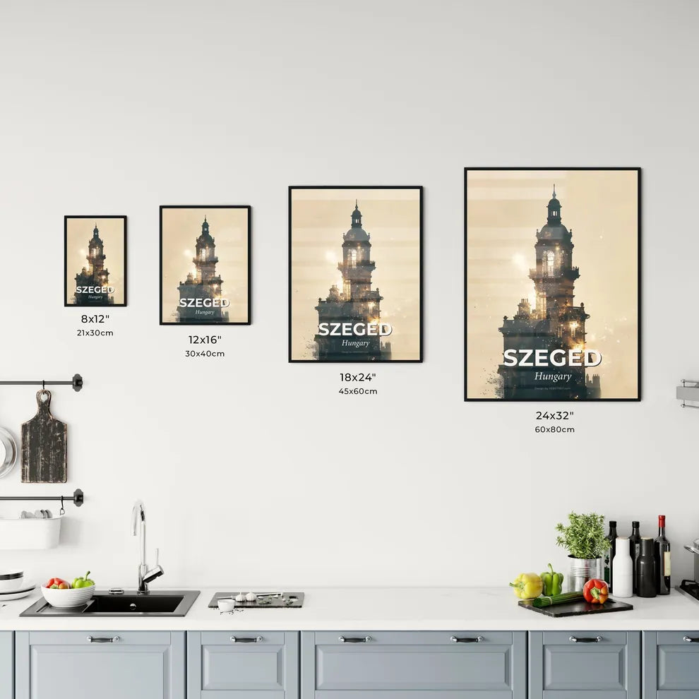 Szeged Skyline Double Exposure Composite Poster Art Office Art
