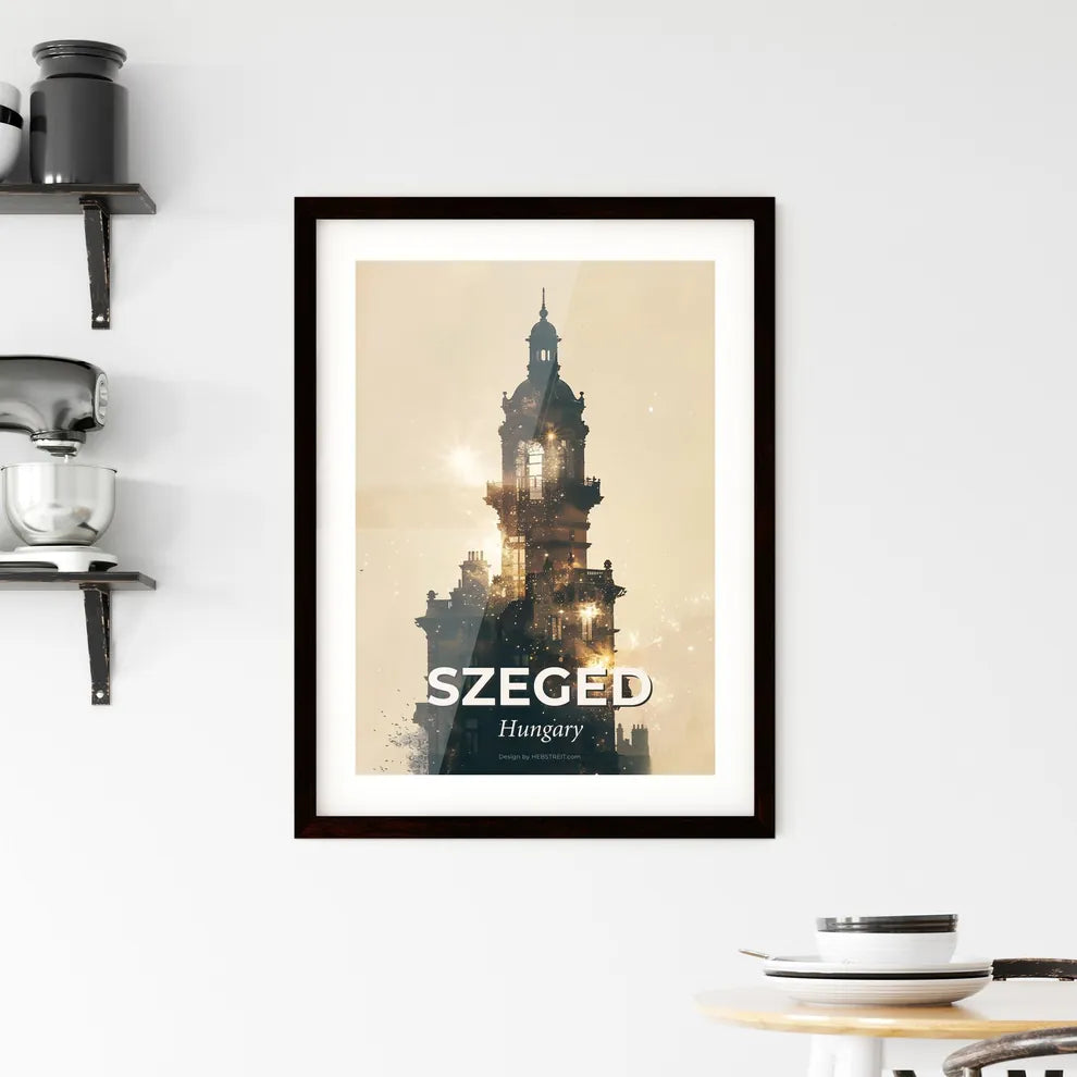 Szeged Skyline Double Exposure Composite Poster Art Framed Print