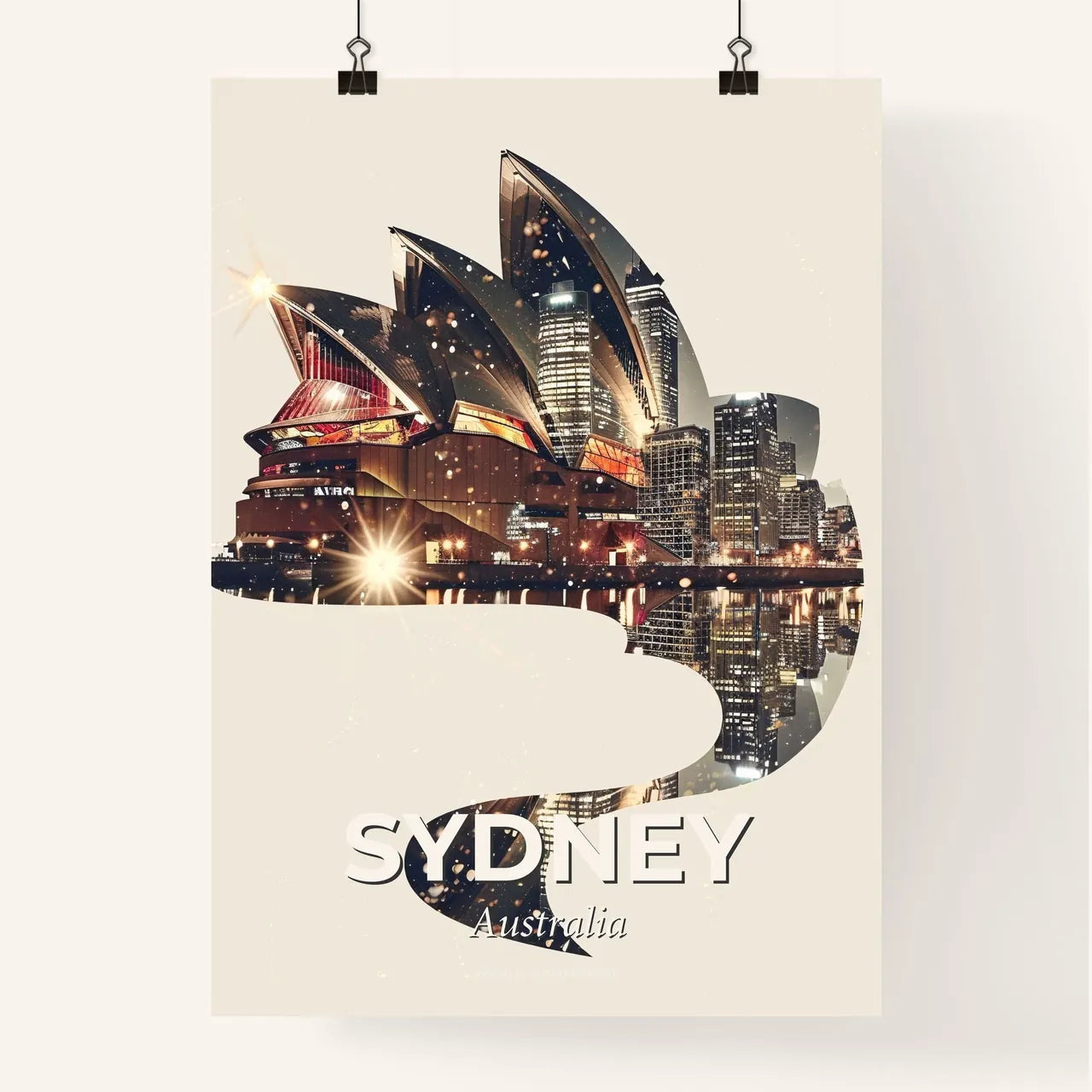 Sydney Skyline Double Exposure Composite Art Poster Poster
