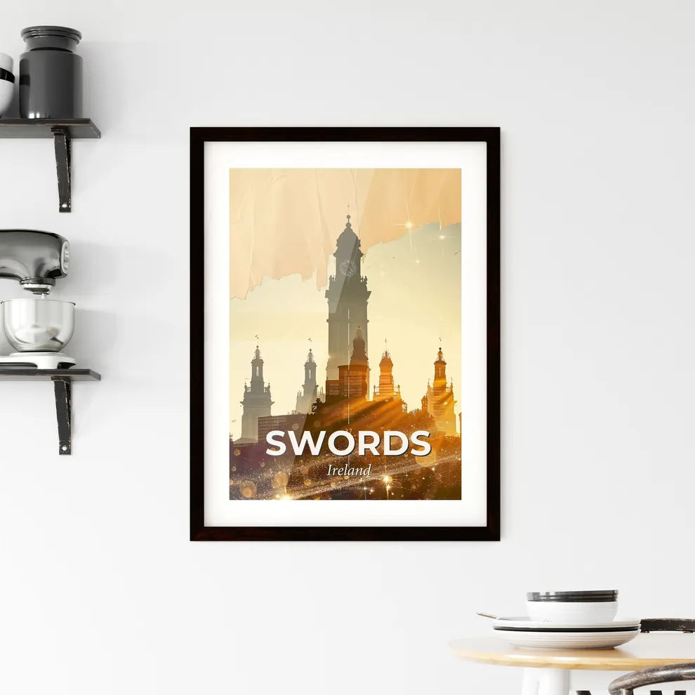 Swords Skyline Double Exposure Silhouette Poster Framed Print