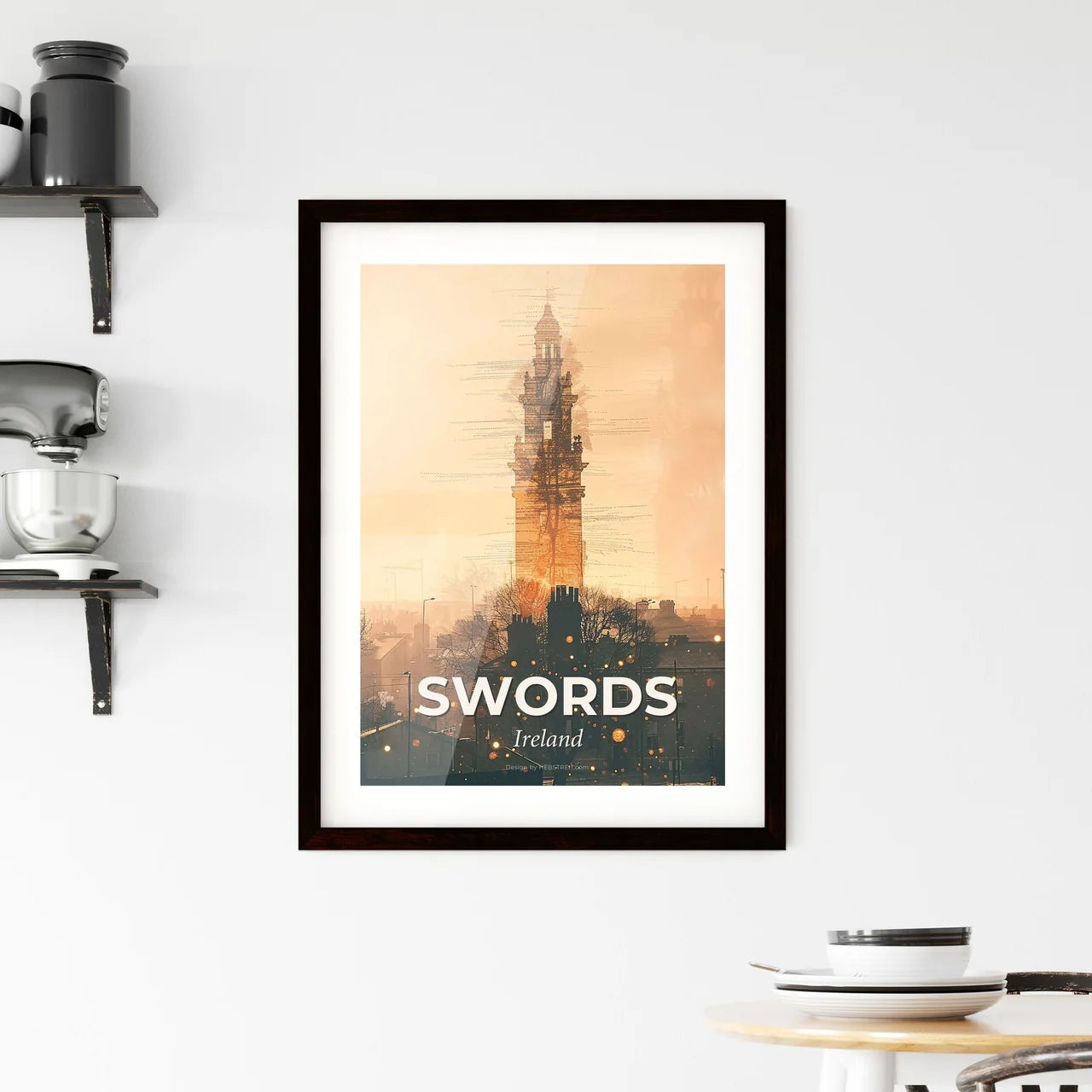 Swords Skyline Ireland Poster Art Silhouette Framed Print