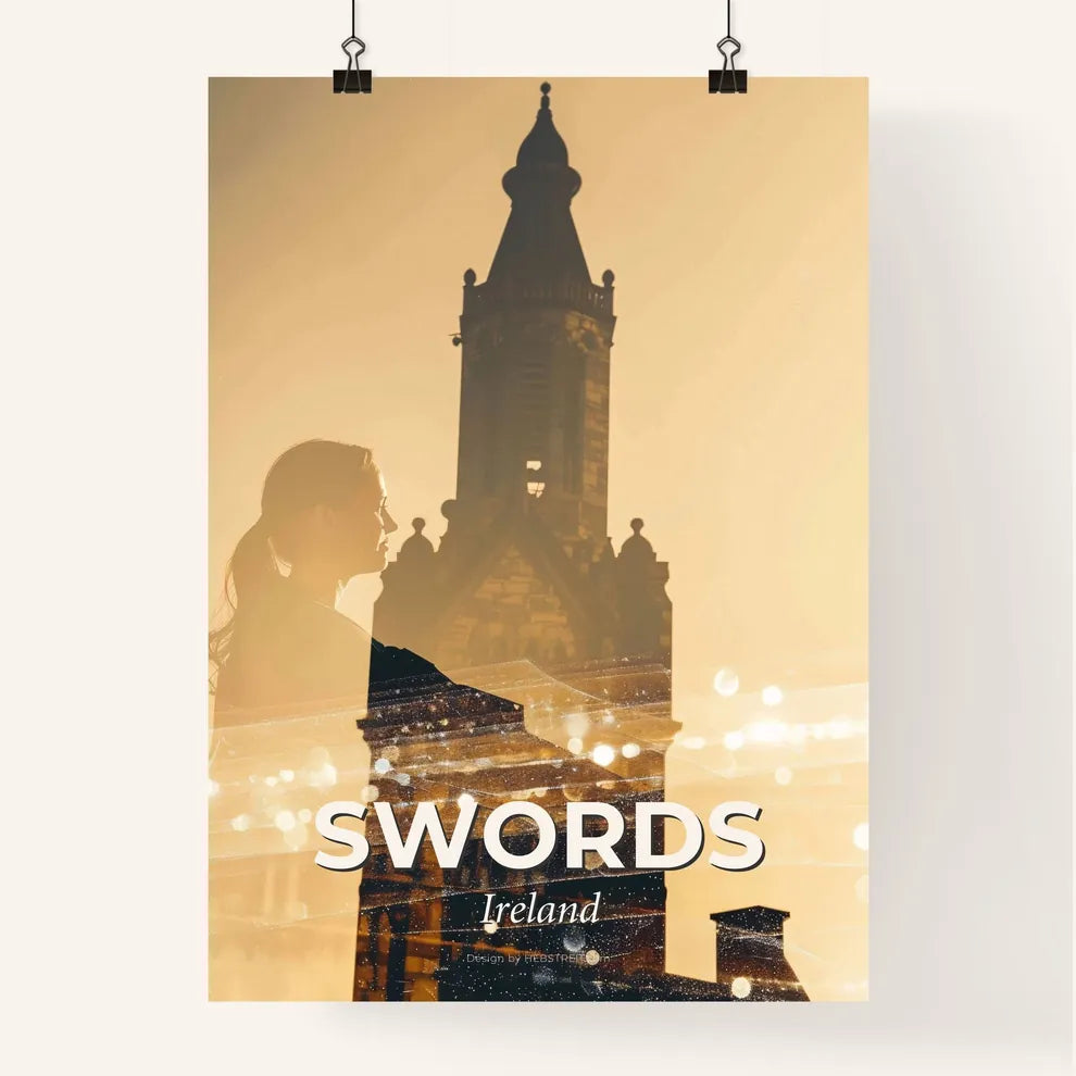 Swords City Skyline Silhouette Poster Art Poster