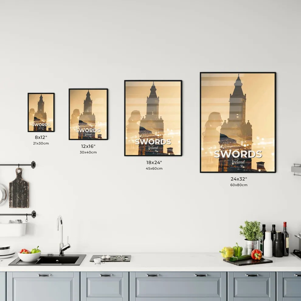 Swords City Skyline Silhouette Poster Art Office Art