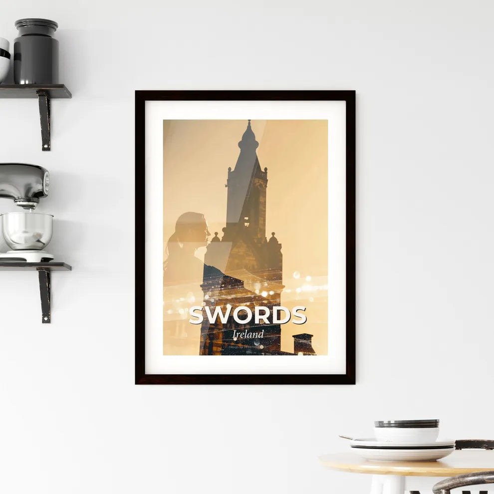 Swords City Skyline Silhouette Poster Art Framed Print