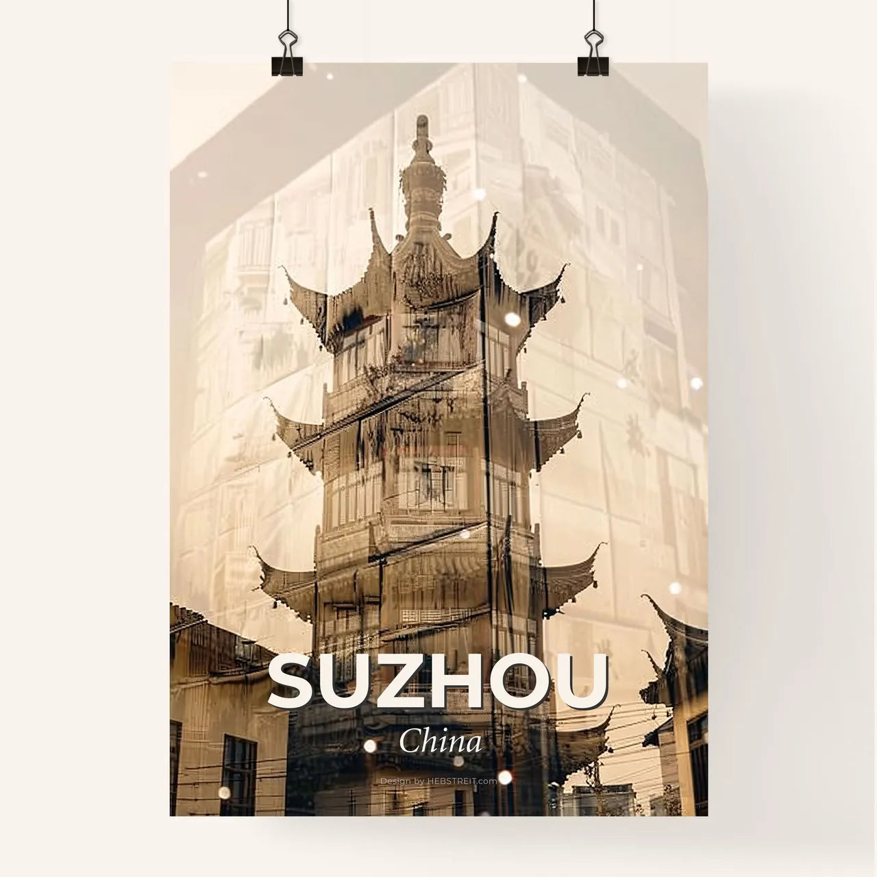 Suzhou Skyline Double Exposure Poster Art Poster