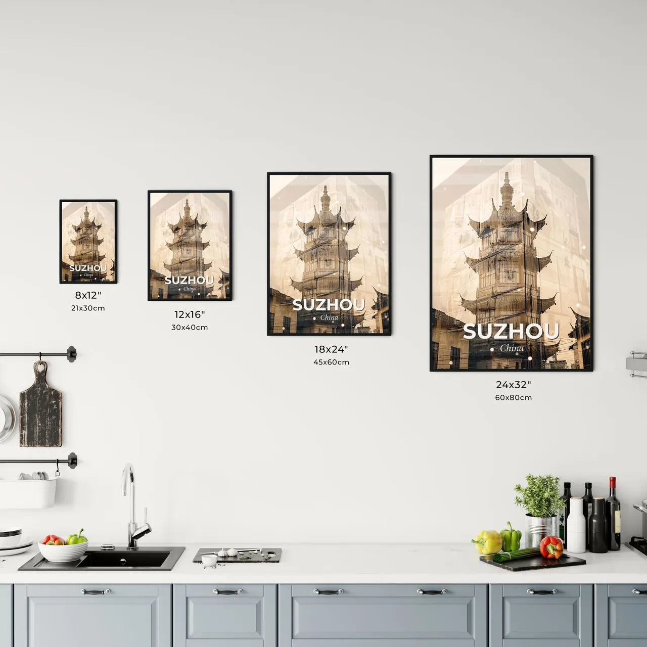 Suzhou Skyline Double Exposure Poster Art Office Art