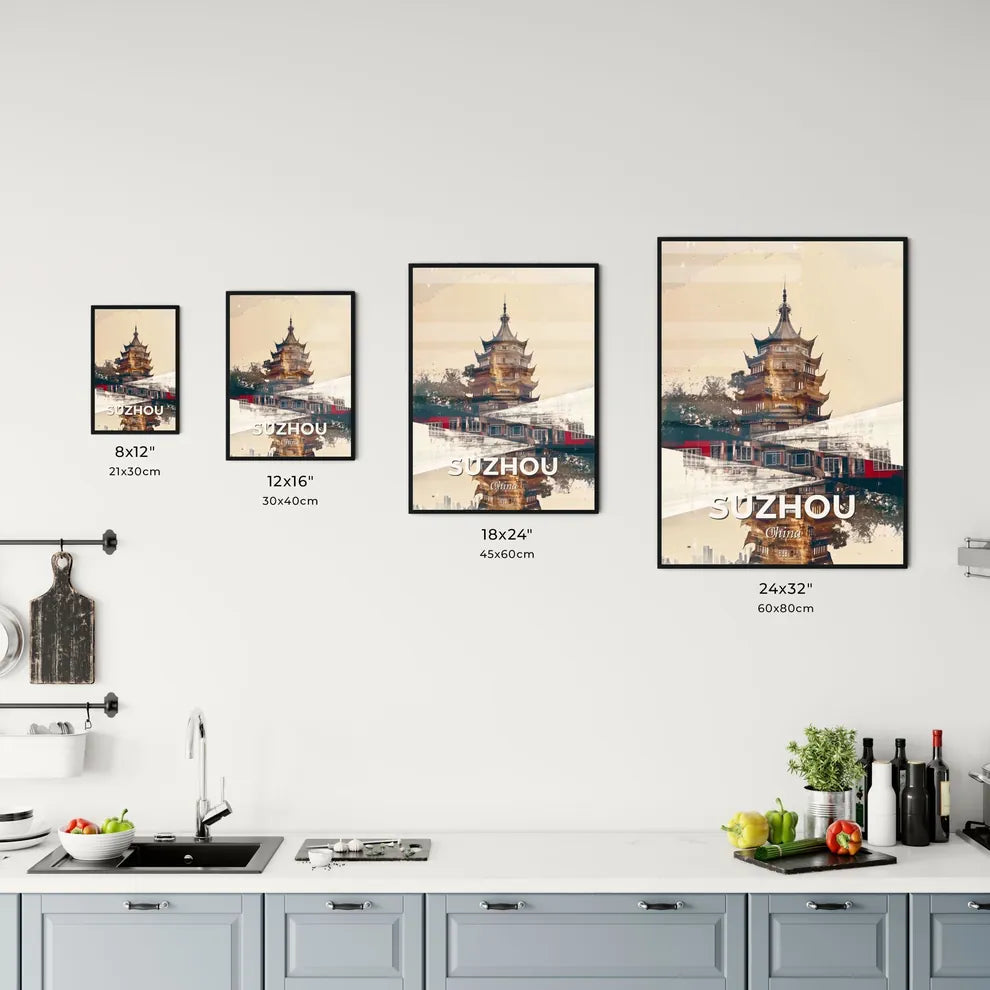 Suzhou City Skyline Vibrant Double Exposure Office Art
