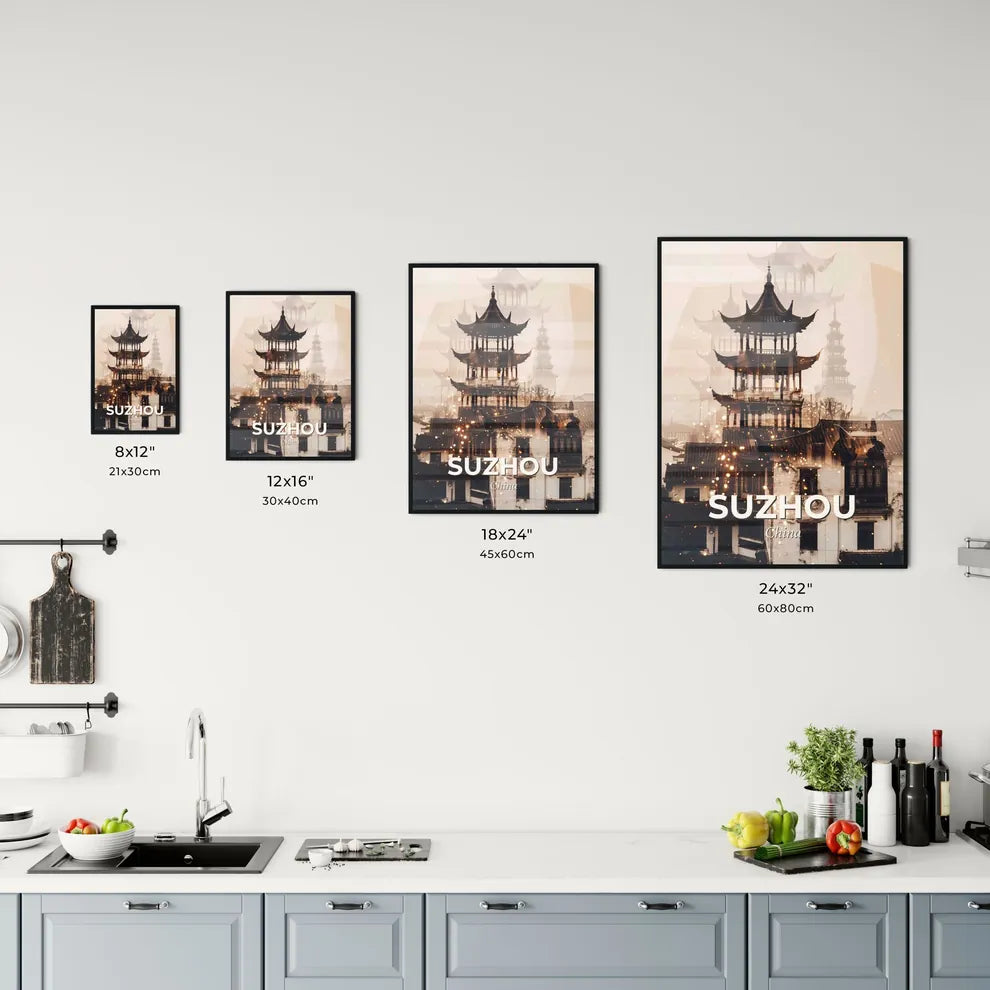 Suzhou Skyline Double Exposure Art Print Office Art