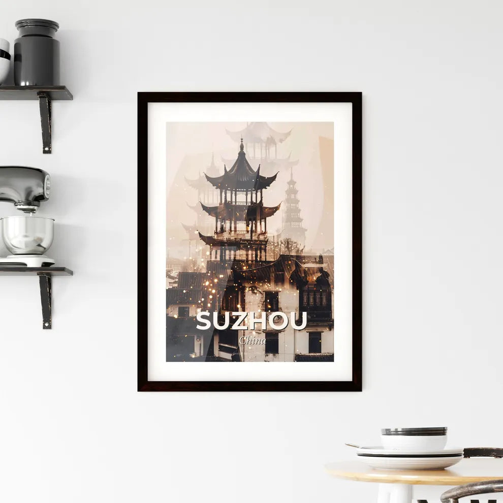 Suzhou Skyline Double Exposure Art Print Framed Print