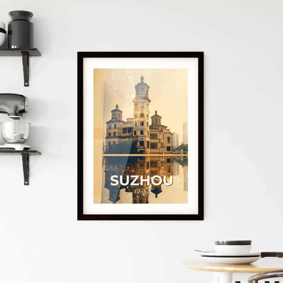 Suzhou Skyline Composite Art Poster with Local Charm Framed Print