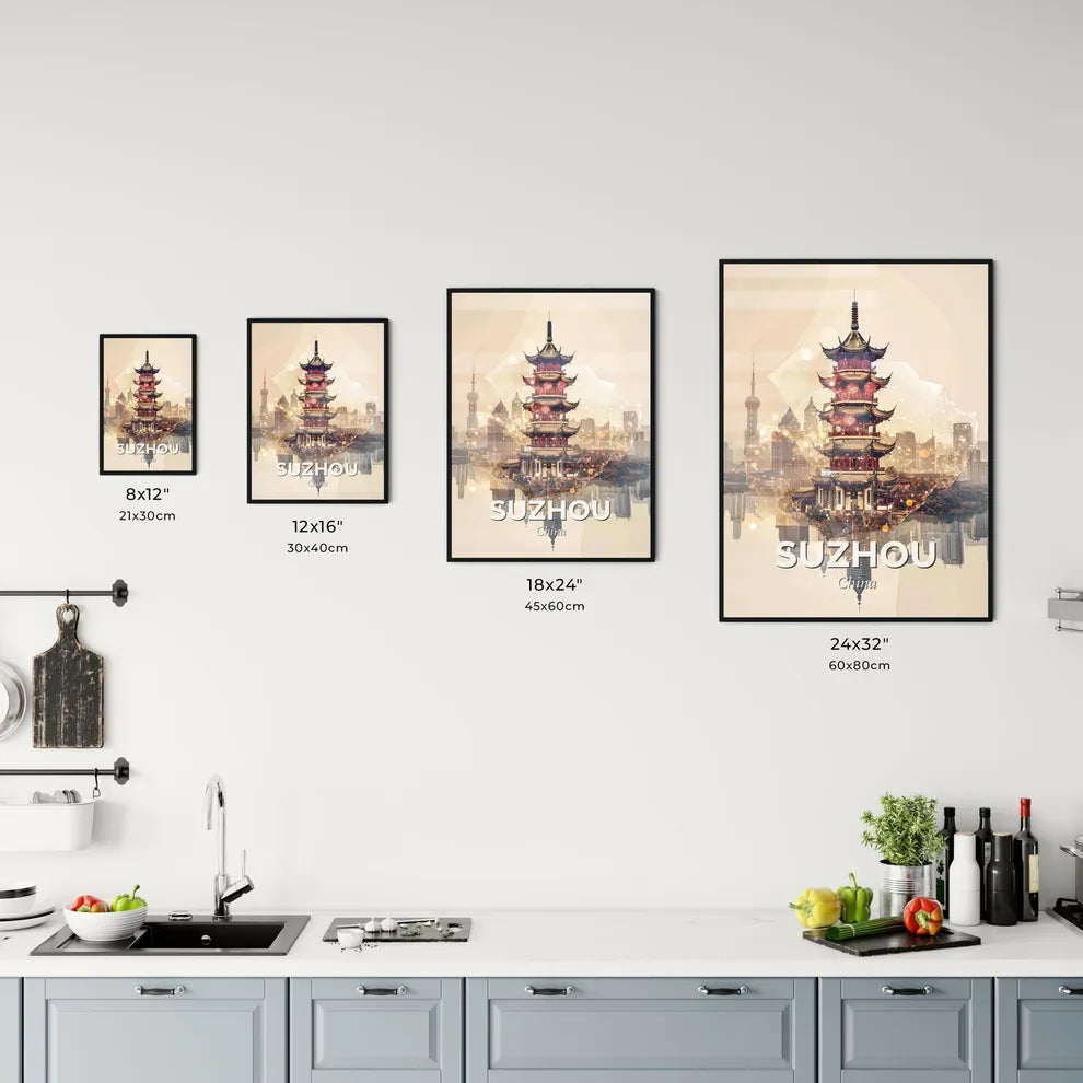 Suzhou City Skyline Double Exposure Art Print Office Art