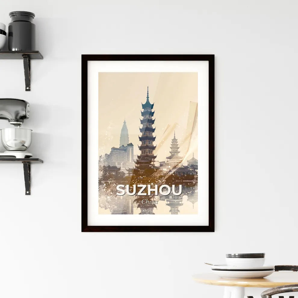 Suzhou Skyline Double Exposure Art Print Framed Print