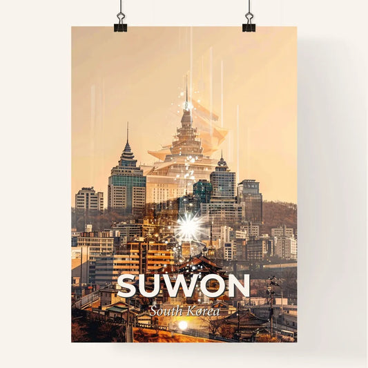 Suwon City Skyline Double Exposure Poster Art Poster