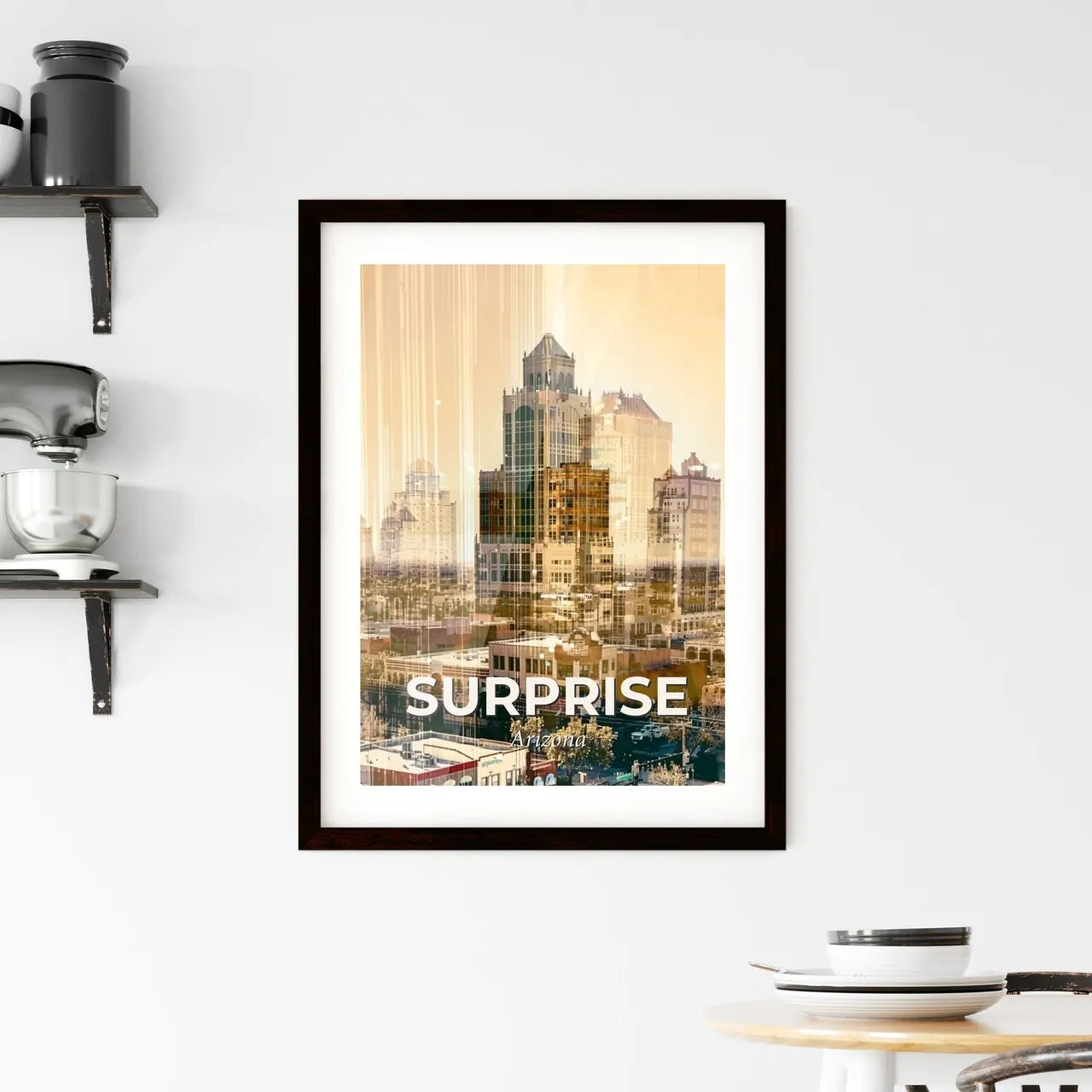 Surprise: Captivating City Skyline in Double Exposure Framed Print