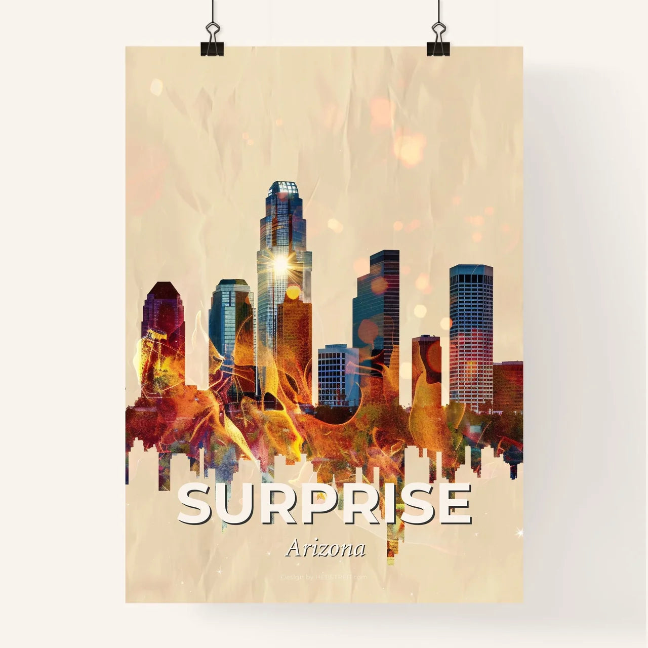 Surprise Skyline Art: Local Icons, Radiant Lights Poster