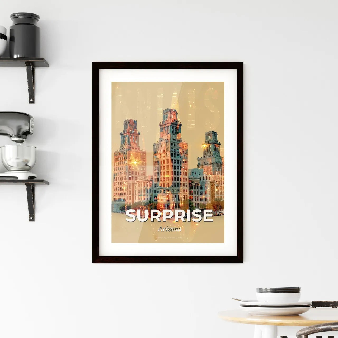 Surprise City Skyline Double Exposure Art Print Framed Print