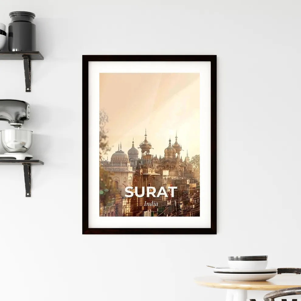 Surat Skyline Double Exposure Art Poster Framed Print