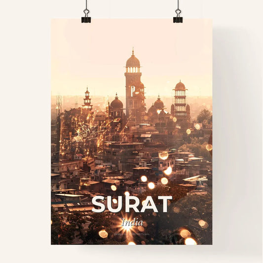 Surat: Double Exposure City Skyline Poster Art Poster