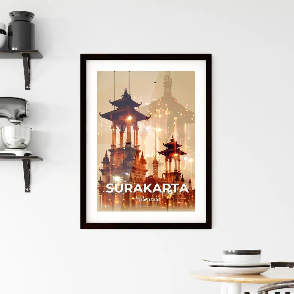 Surakarta Skyline Double Exposure Poster Framed Print