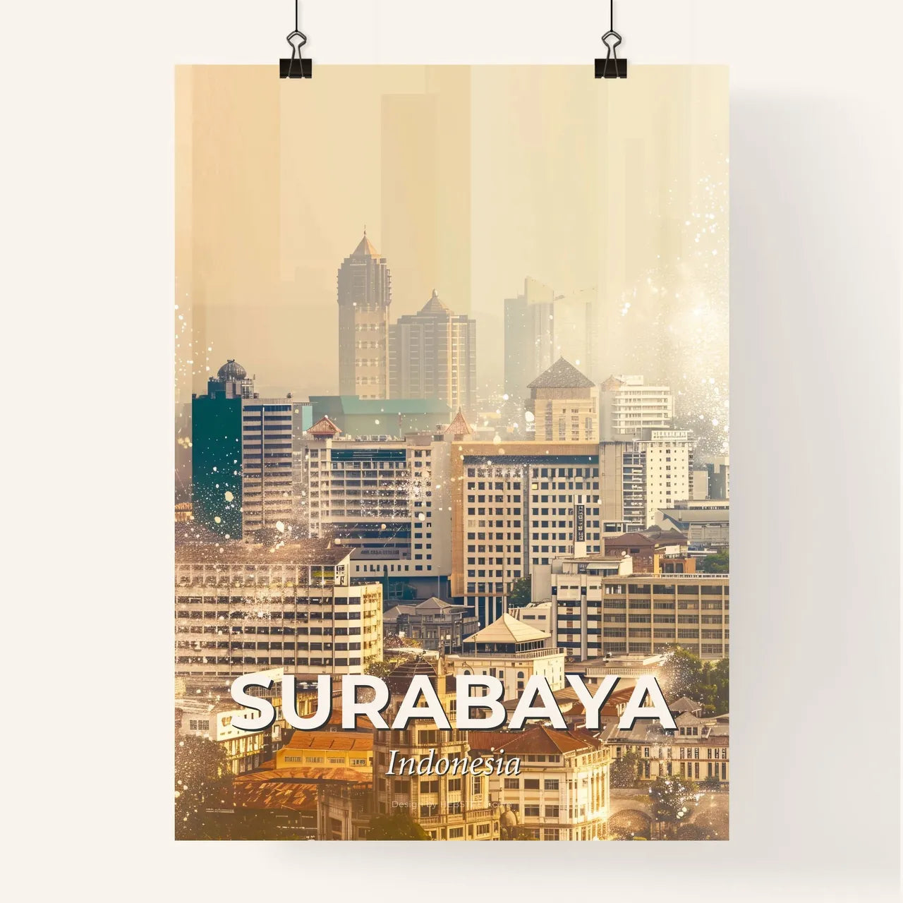 Surabaya Night Lights Cityscape Print Poster