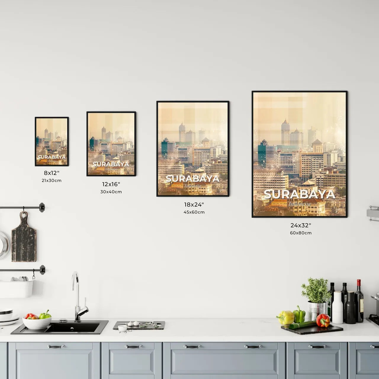 Surabaya Night Lights Cityscape Print Office Art