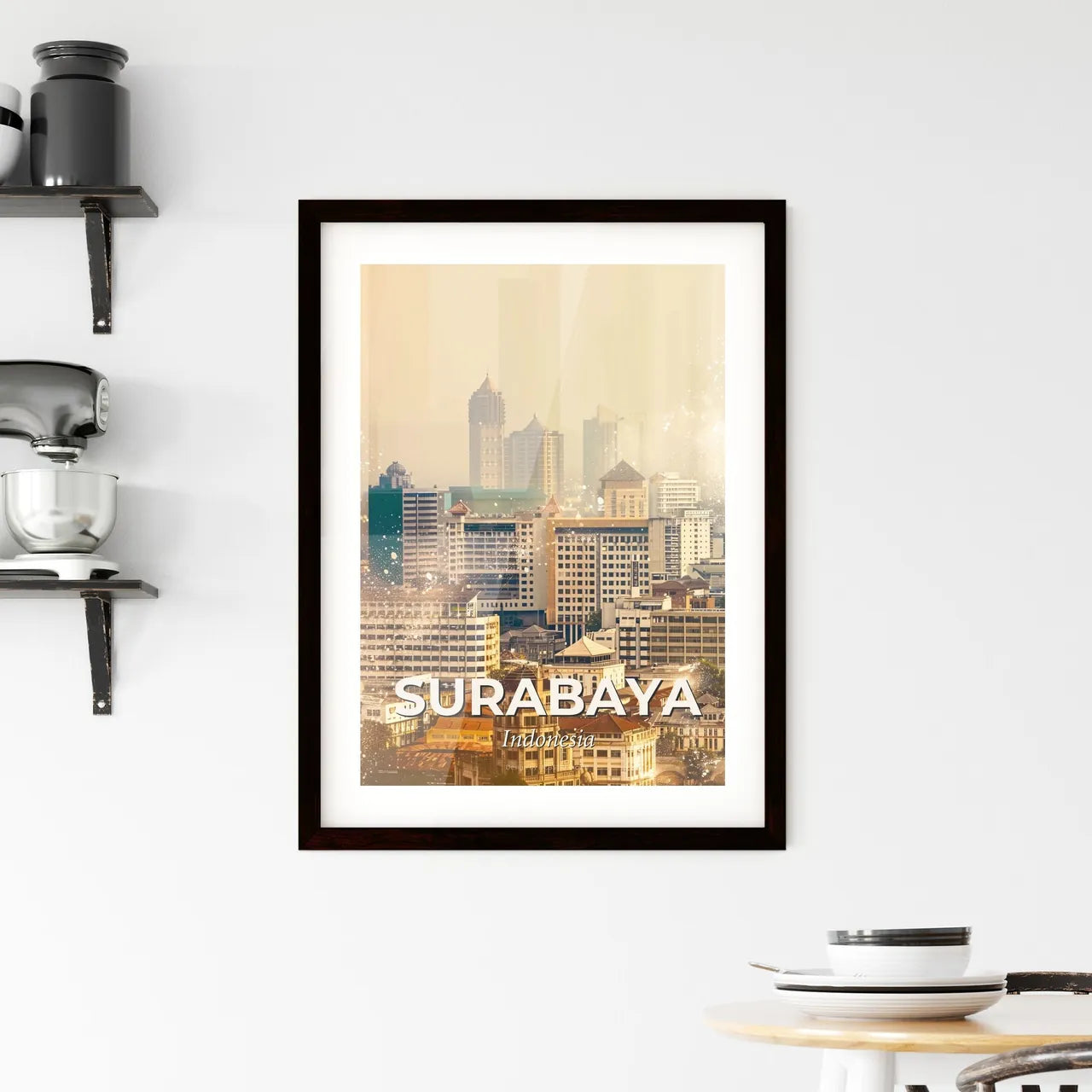 Surabaya Night Lights Cityscape Print Framed Print