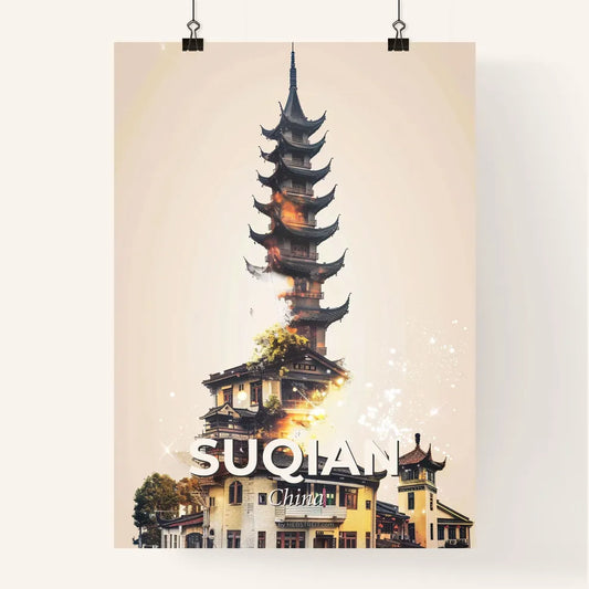 Suqian City Scape Double Exposure Art Skyline Poster