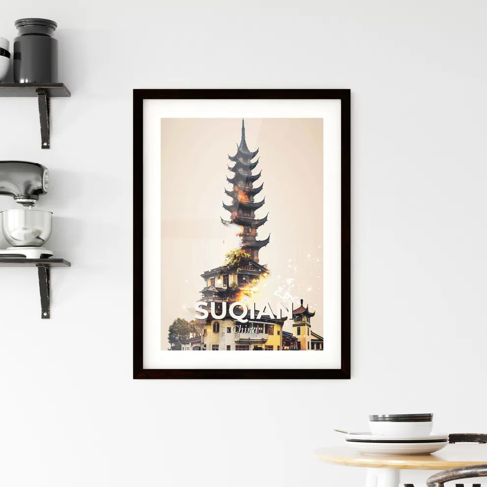 Suqian City Scape Double Exposure Art Skyline Framed Print