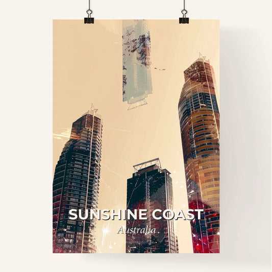 Sunshine Coast City Skyline Double Exposure Poster