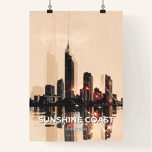 Sunshine Coast Composite Skyline Double Exposure Art Poster