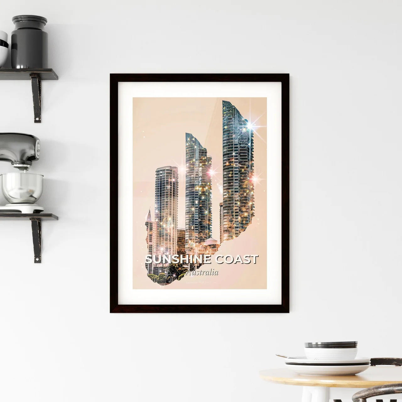 Sunshine Coast Skyline Double Exposure Composite Art Framed Print