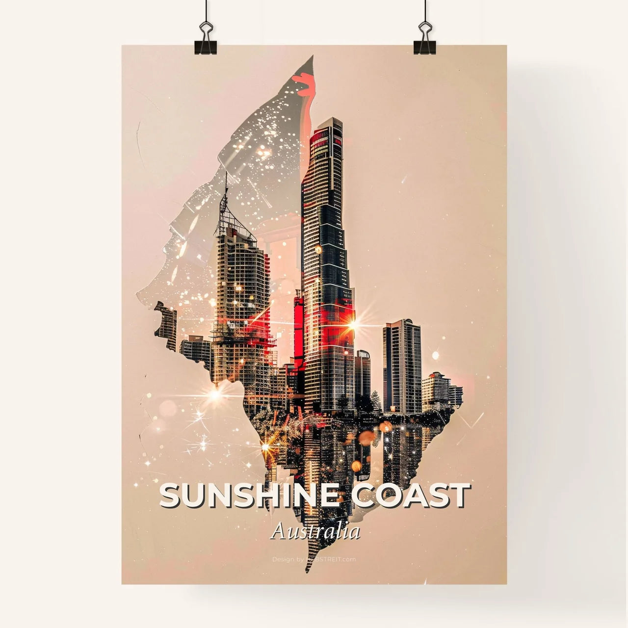 Sunshine Coast Double Exposure Poster Poster