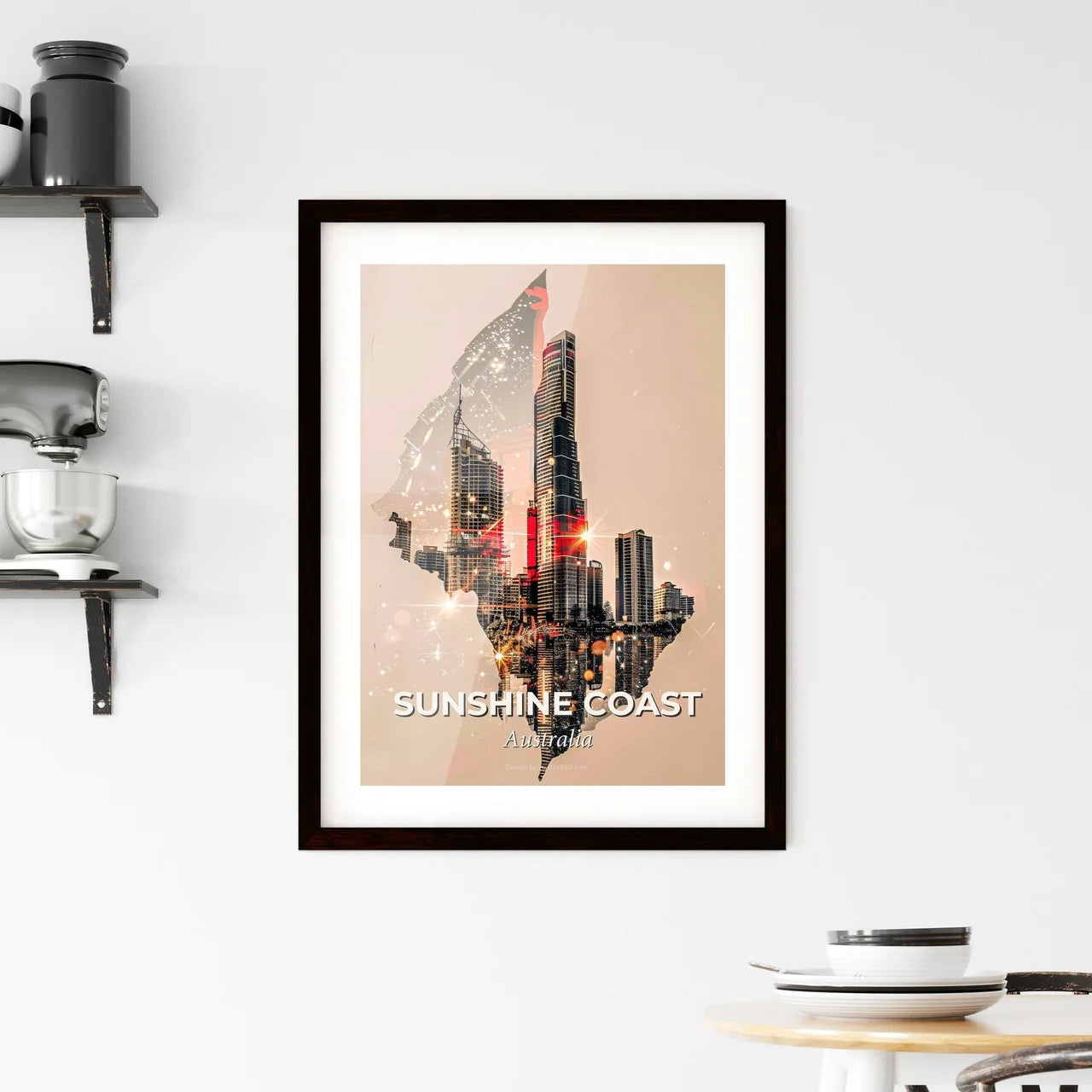 Sunshine Coast Double Exposure Poster Framed Print